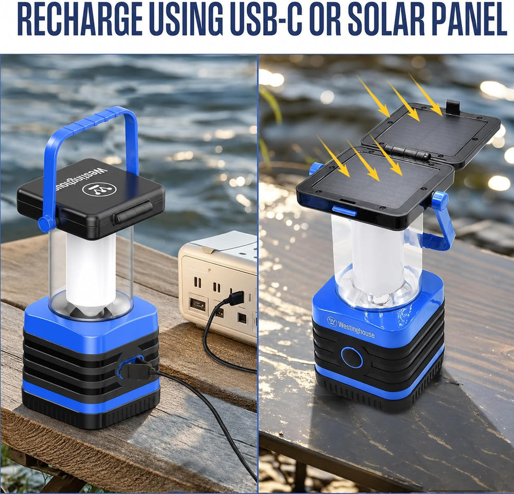 Solar Rechargeable Camping Lantern, 1000 Lumen LED Lantern, 5 Lighting Modes,...