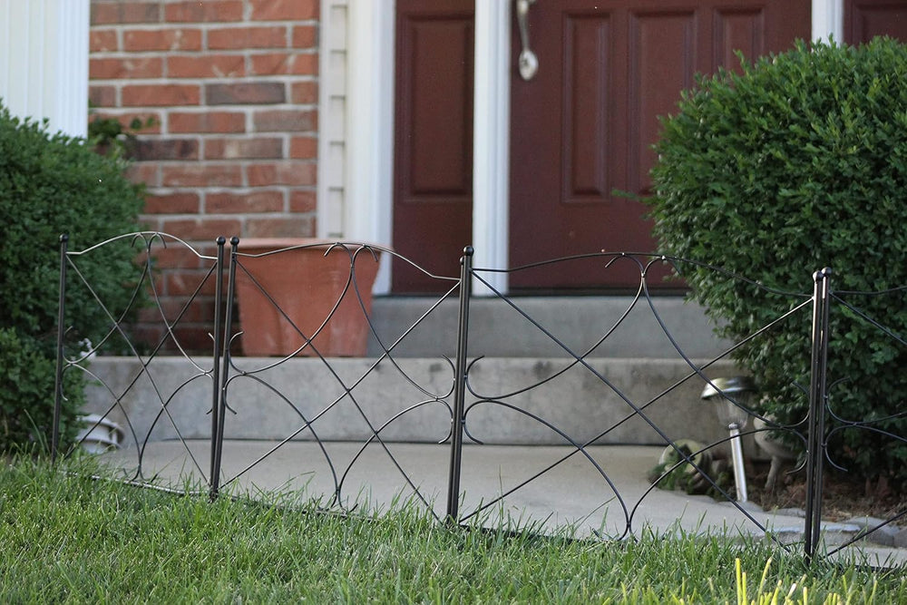 AshmanOnline Galvanized Garden Fence 24in x 10ft, Black (Set of 5) - Outdoor ...