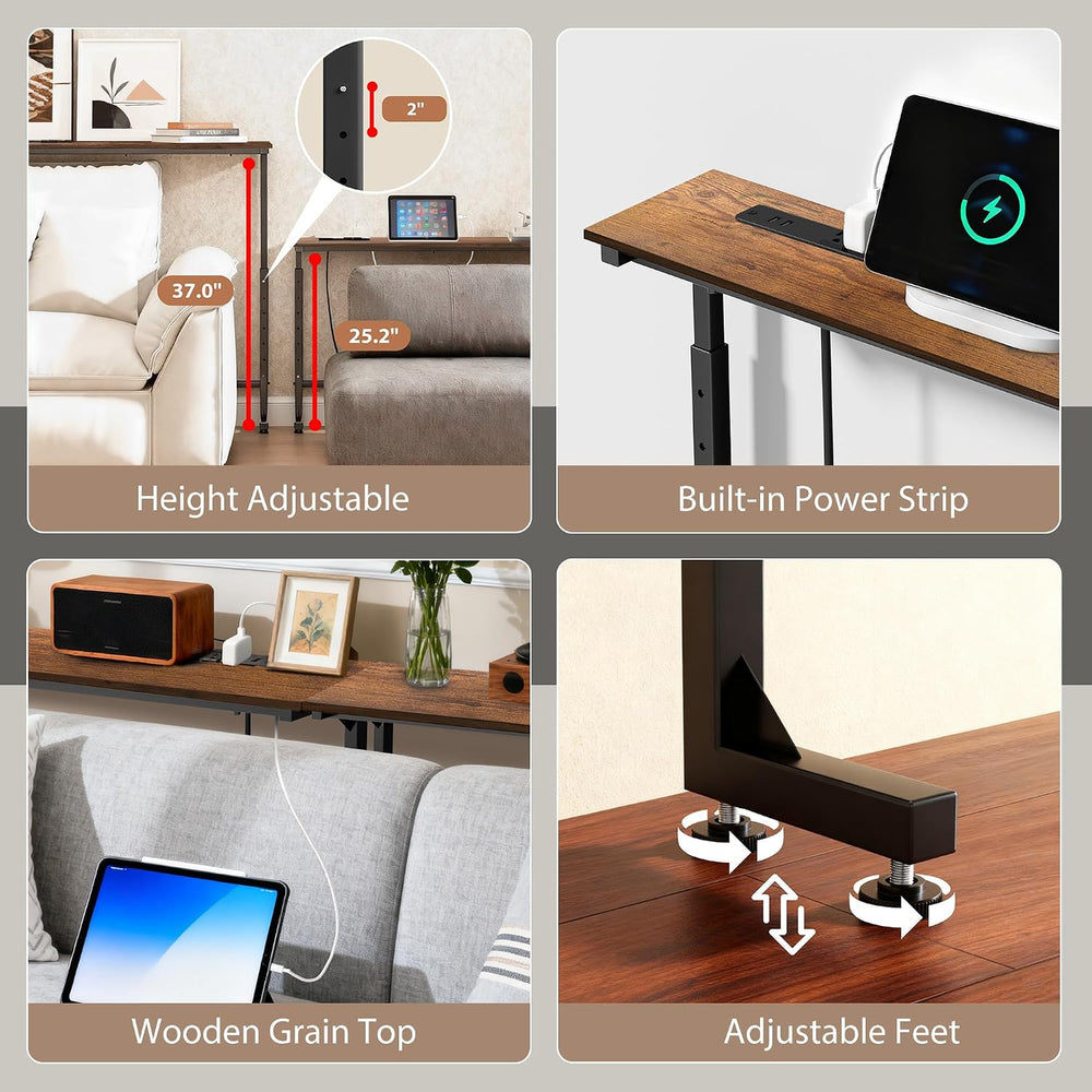 Keelian 35 inch Narrow Console Table,Adjustable Height Behind Sofa Table,Couc...