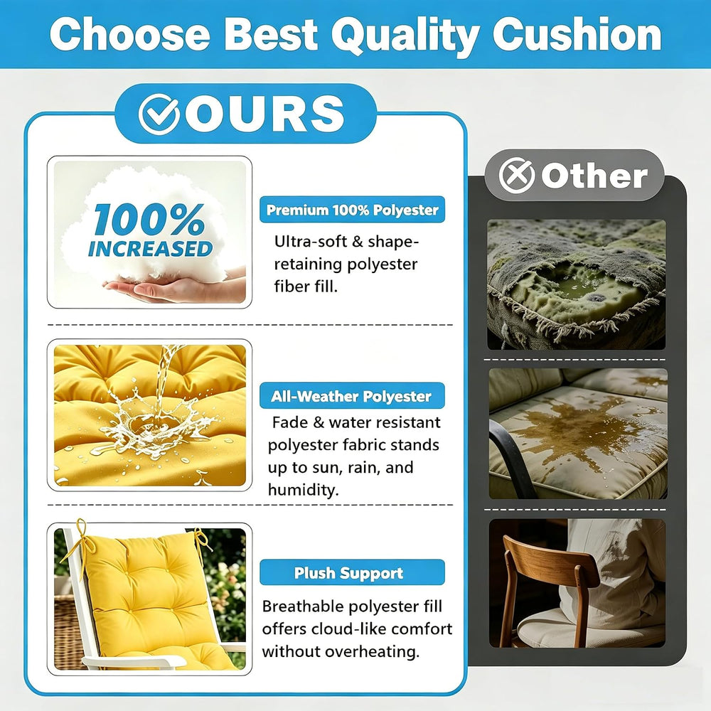QILLOWAY Outdoor Chair Cushion for Patio Furniture, Waterproof Patio Cushions...