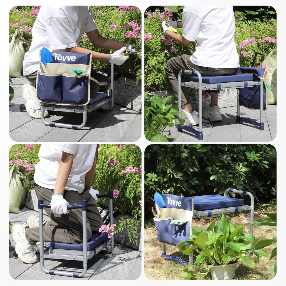 Tovve Foldable Garden Kneeler and Seat, Heavy Duty Garden Stool with 10"...