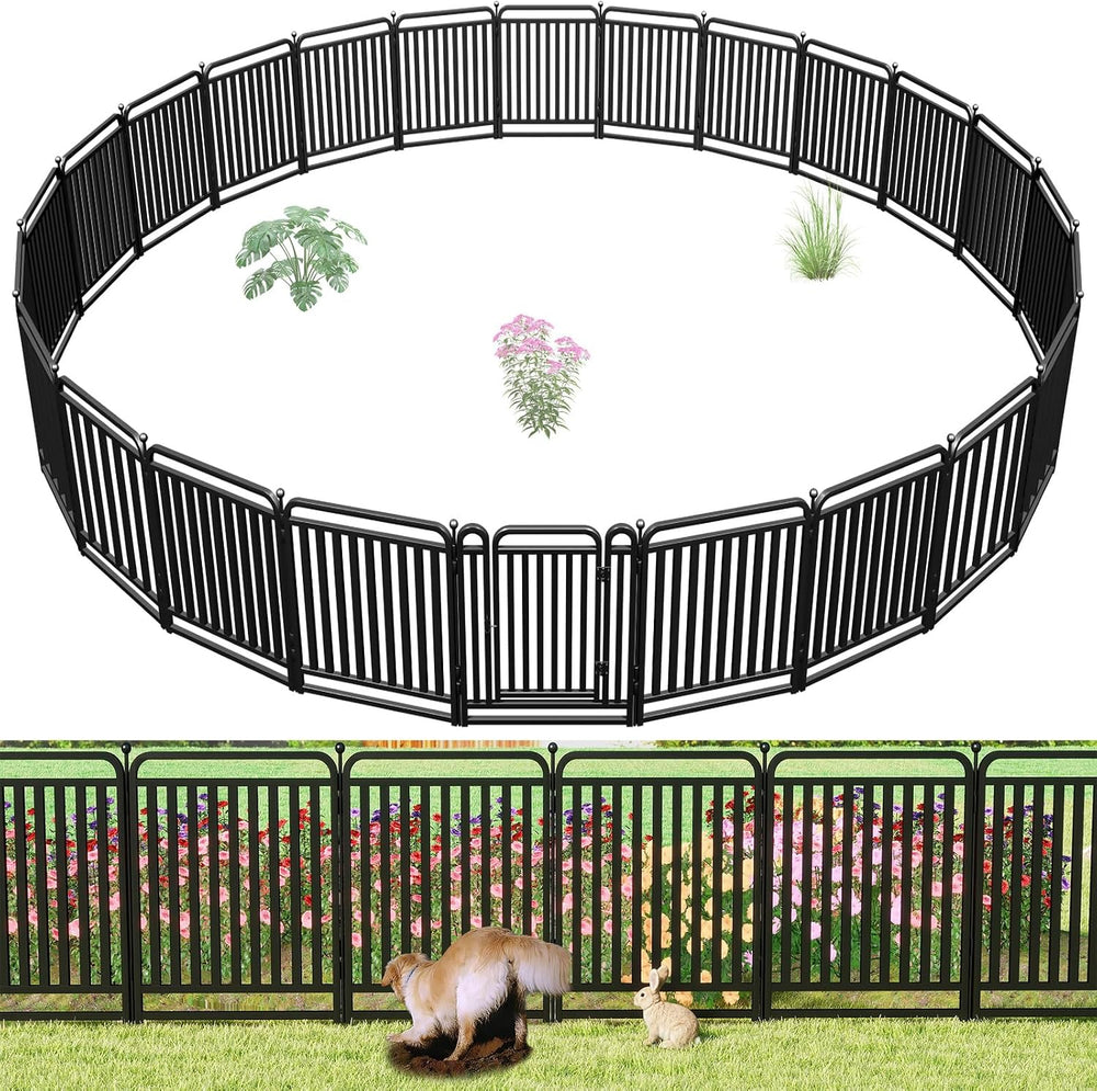 Thickened Metal Tube Garden Fence, Animal Barrier Fence with Low Threshold Ga...