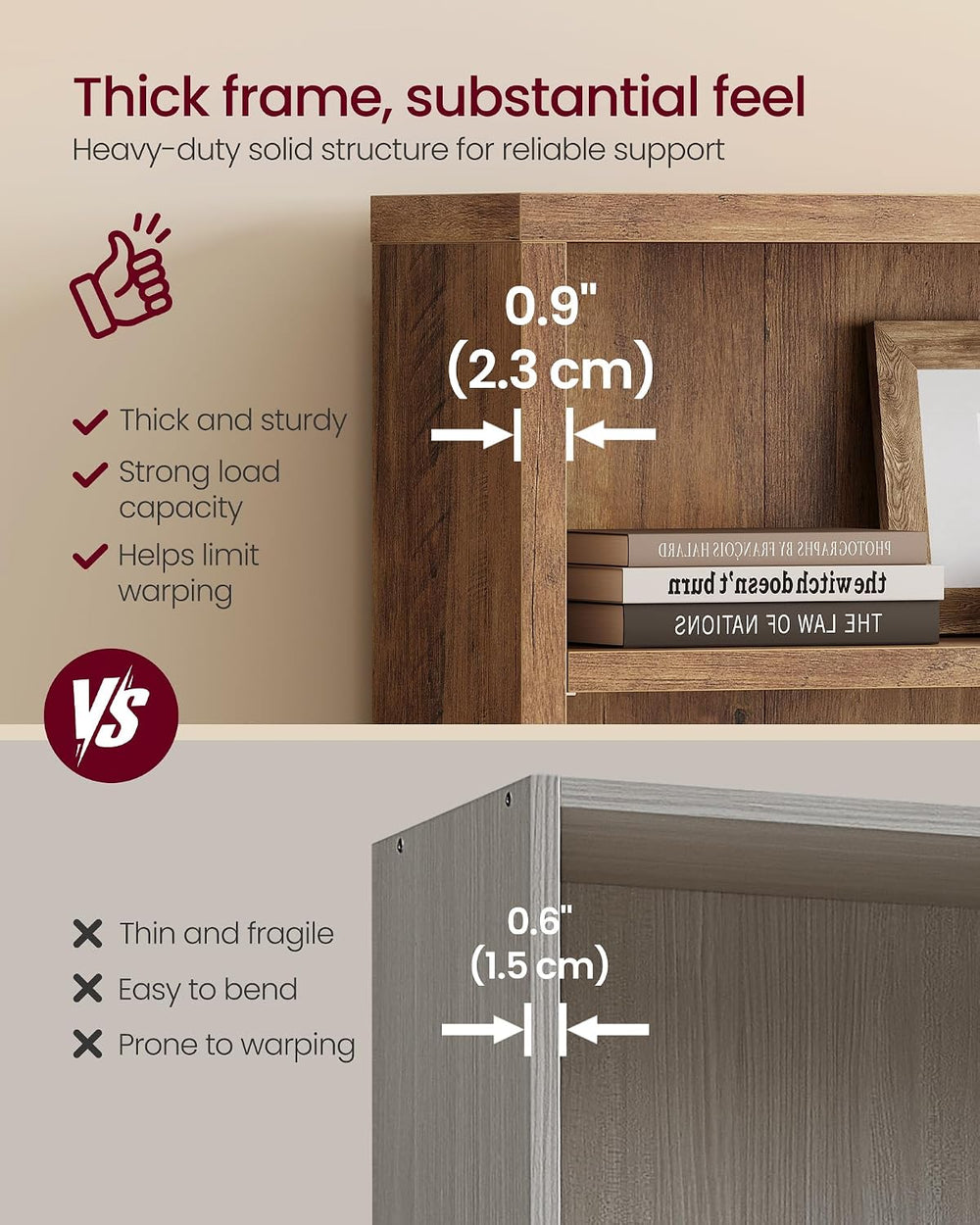 VASAGLE 6-Tier Bookshelf, Minimalist Bookcase with Adjustable Shelves