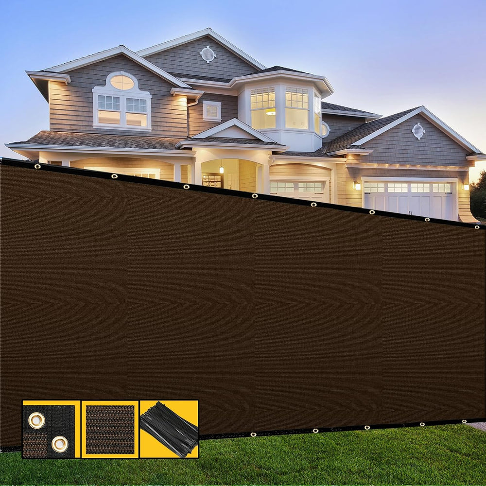 Customized 4' x 24' Brown Fence Privacy Screen,with Bindings & Gr...
