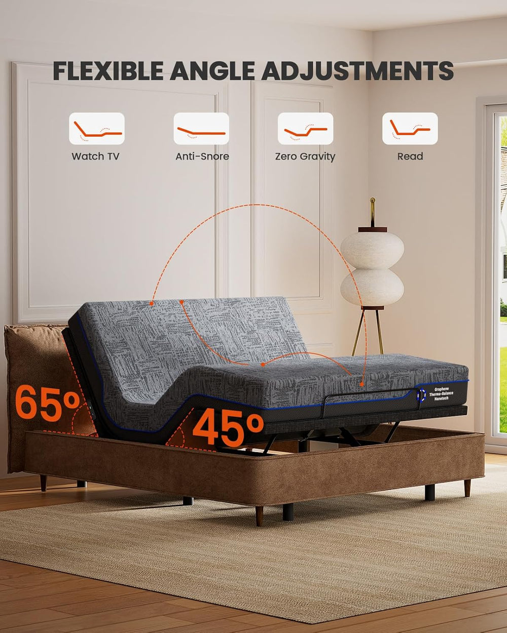 Amada Split King Adjustable Bed Frame with Head & Foot Incline & Wire...