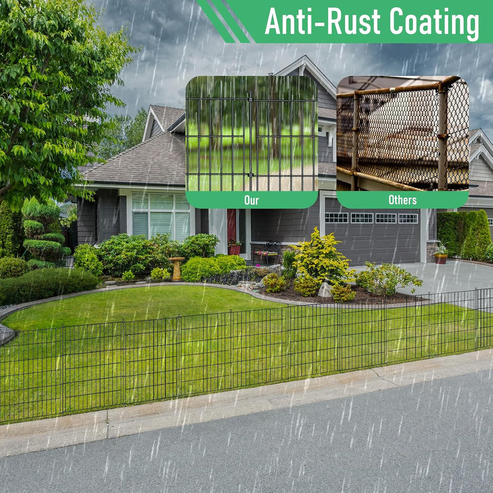 10‑Panel No‑Dig Garden Fence, 24" H x 20'L Outdoor Dog Barrier