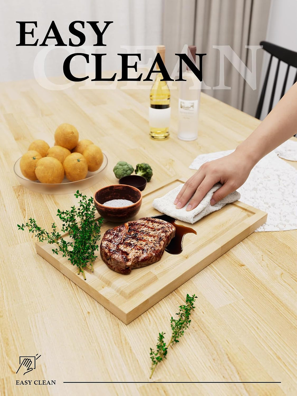 1FT Butcher Block Countertop – 12″ x 25″ x 1.5″ Solid Birch Wood Table Top