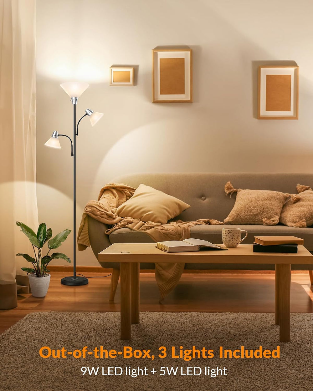 LEPOWER Floor Lamp, Bright Standing Lamp with Replaceable 3000K LED Lights