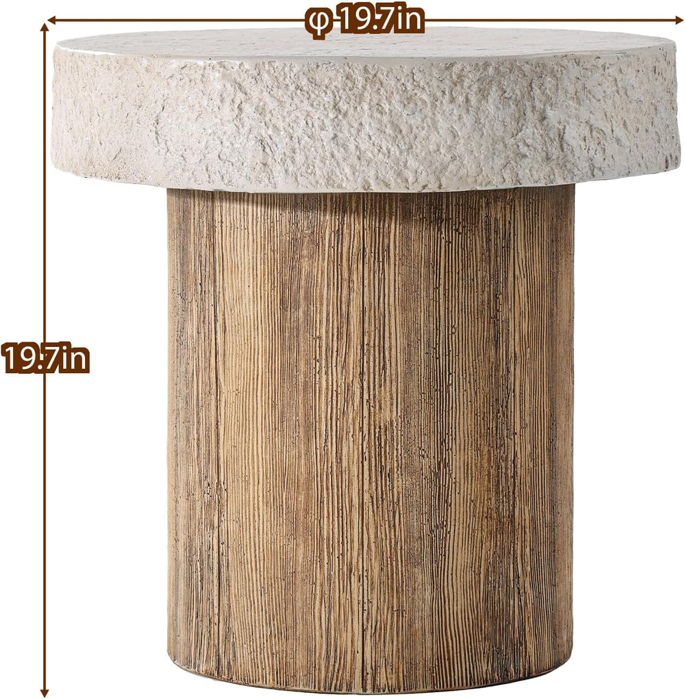 SUNBURY Outdoor Concrete Coffee Table, 20" W Patio Dining Table Round