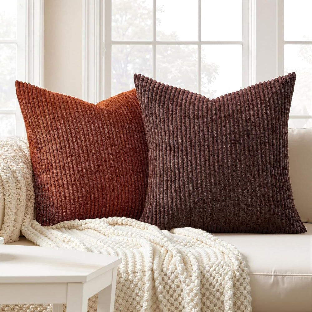 Topfinel Boho Throw Pillow Covers 18x18 Inch Set of 4 Soft Farmhouse Corduroy...