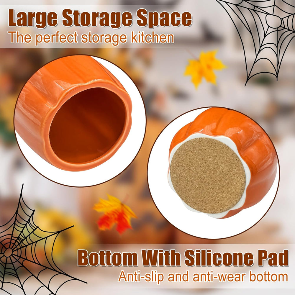 pinata Halloween Kitchen Decor, Ceramic Halloween Pumpkin Utensil Holder