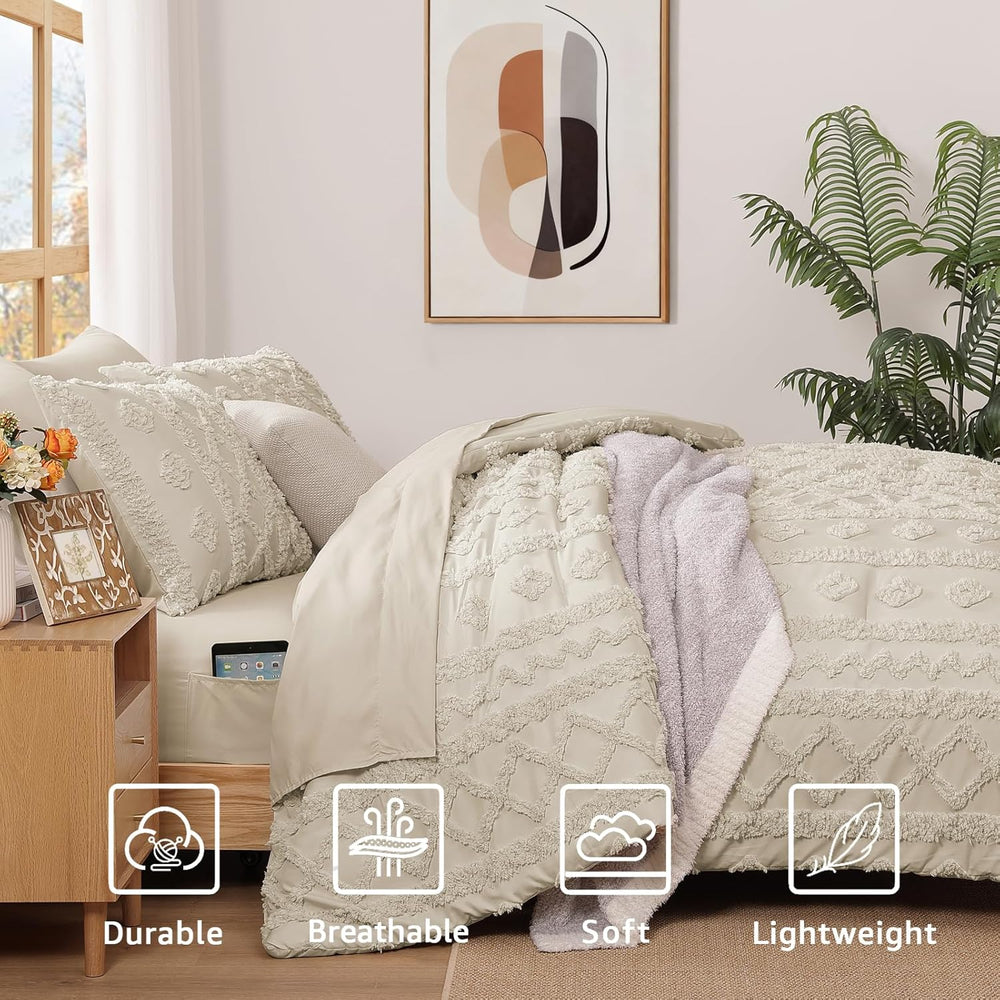 King Size Comforter Set- 7 Pieces Tufted Bed in a Bag King Bedding Sets