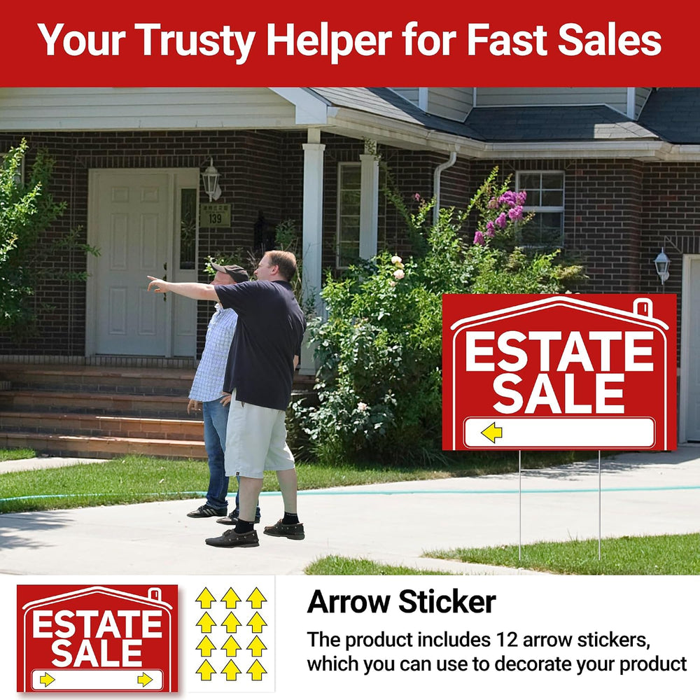 6 Pcs Estate Sale Signs with Stakes, Foldable Extra-Large Estate Sale Signs 2...