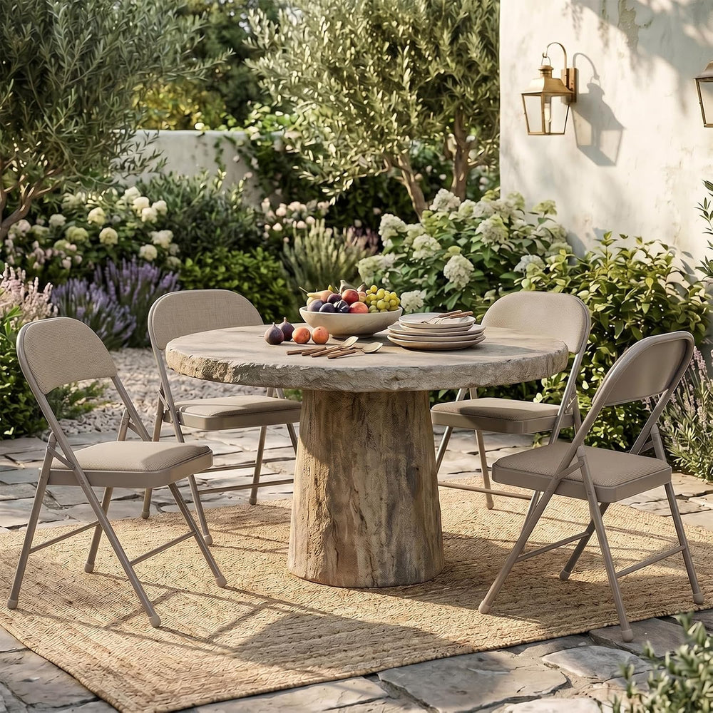 6 Pack Khaki Padded Folding Chairs with Cushion and Back