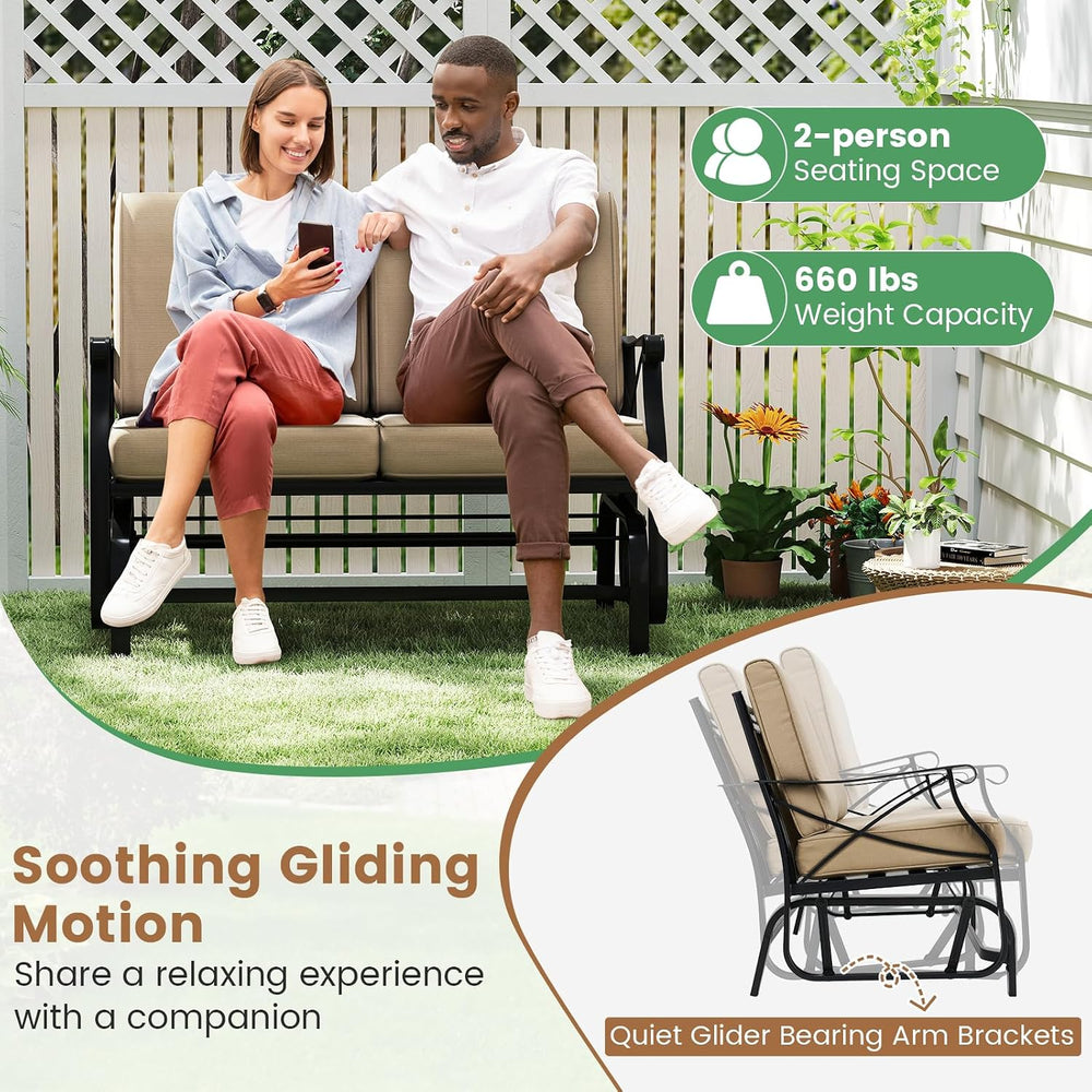GIANTEX 2-Person Outdoor Glider, Rocking Chair Loveseat with Detachable Thick...