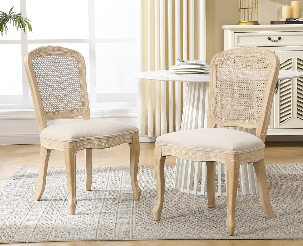 chairus French Country Dining Chairs Set of 4, Upholstered Linen Dining Room ...