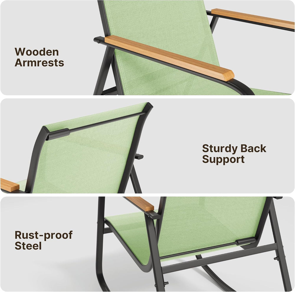 Ahomly 4-Piece Textilene Outdoor Patio Furniture Set Rocking Bistro, Green