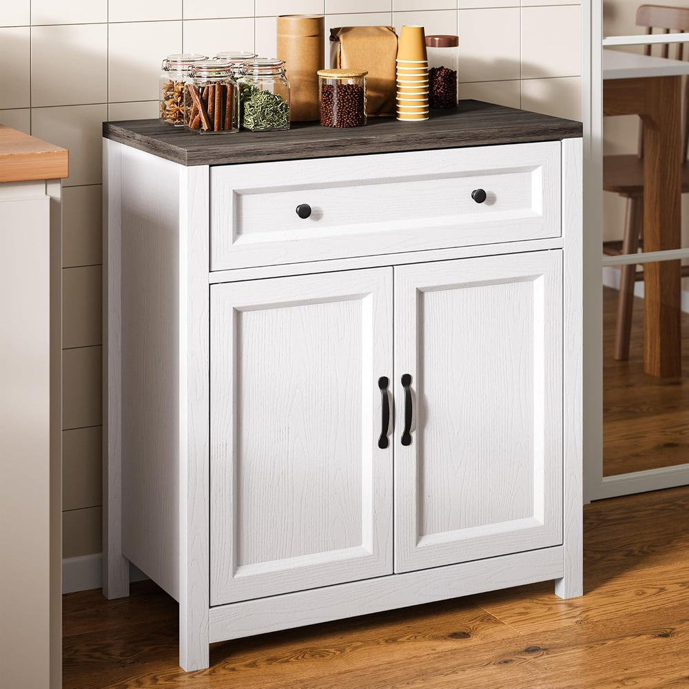 Gizoon Storage Cabinet with Adjustable Shelf, 2-Door Farmhouse Buffet