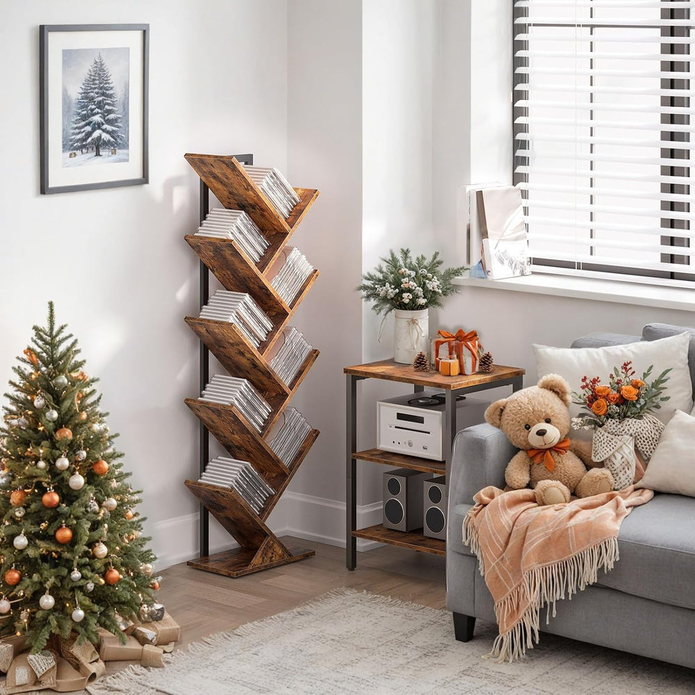 HOOBRO Tree Bookshelf, 9-Tier Bookcase Wooden Shelves, Floor Standing Storage...