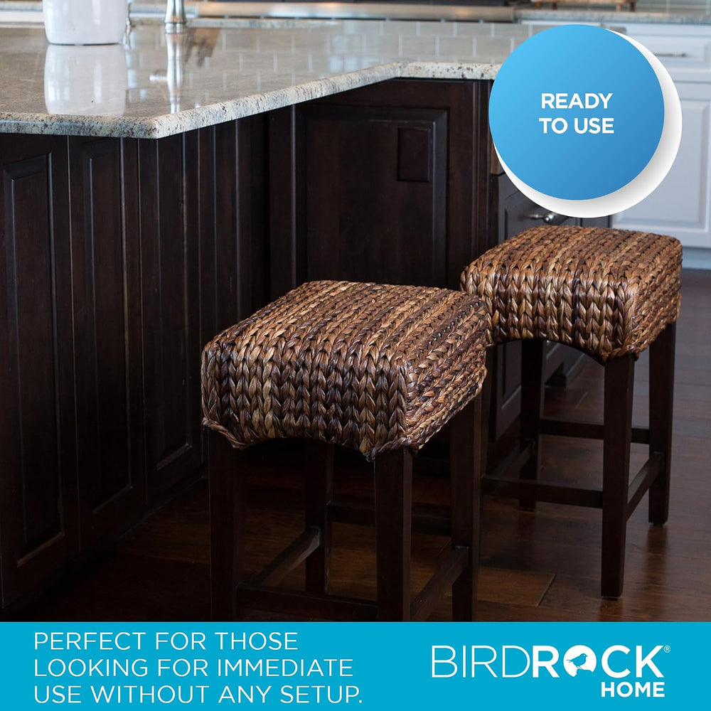 BIRDROCK HOME Kitchen Bar Stool with Backless Woven Seat, Espresso, 24.5”