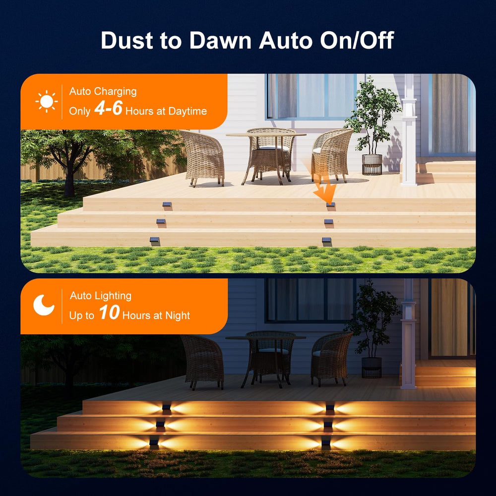 16-Pack Solar Step Lights, Waterproof, Warm White Dual-Sided Glow