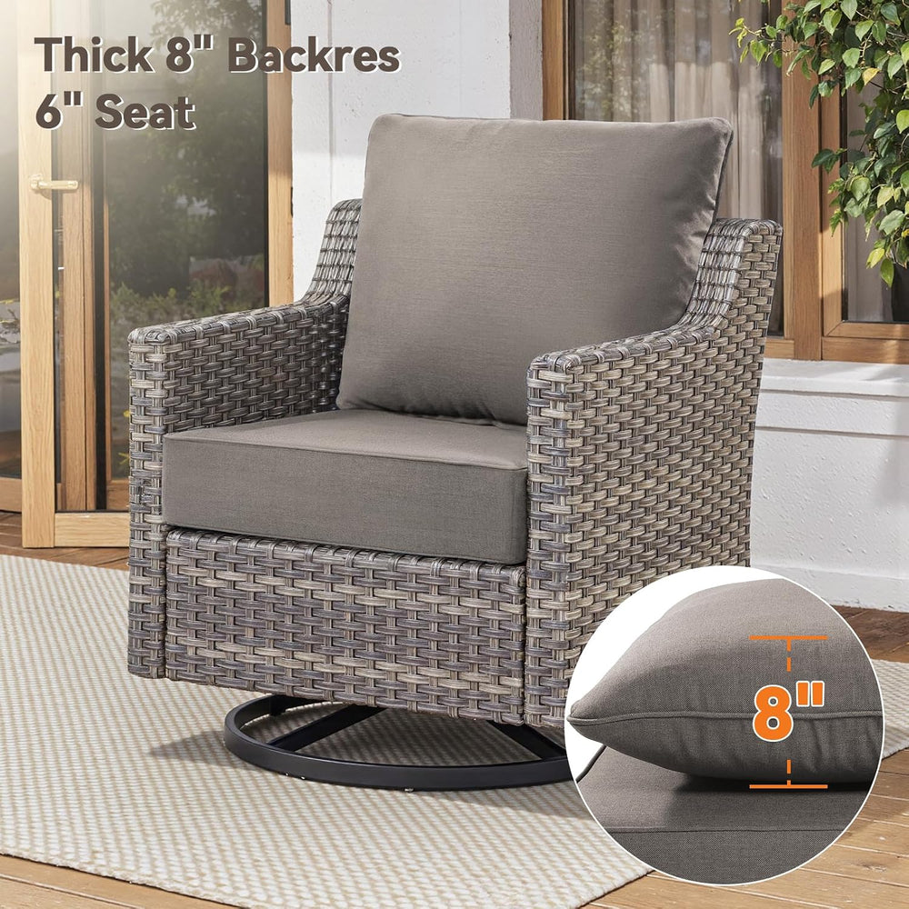6" Thick Outdoor Cushions 22x24x6, 3-Set Deep Seat Patio Cushions with R...