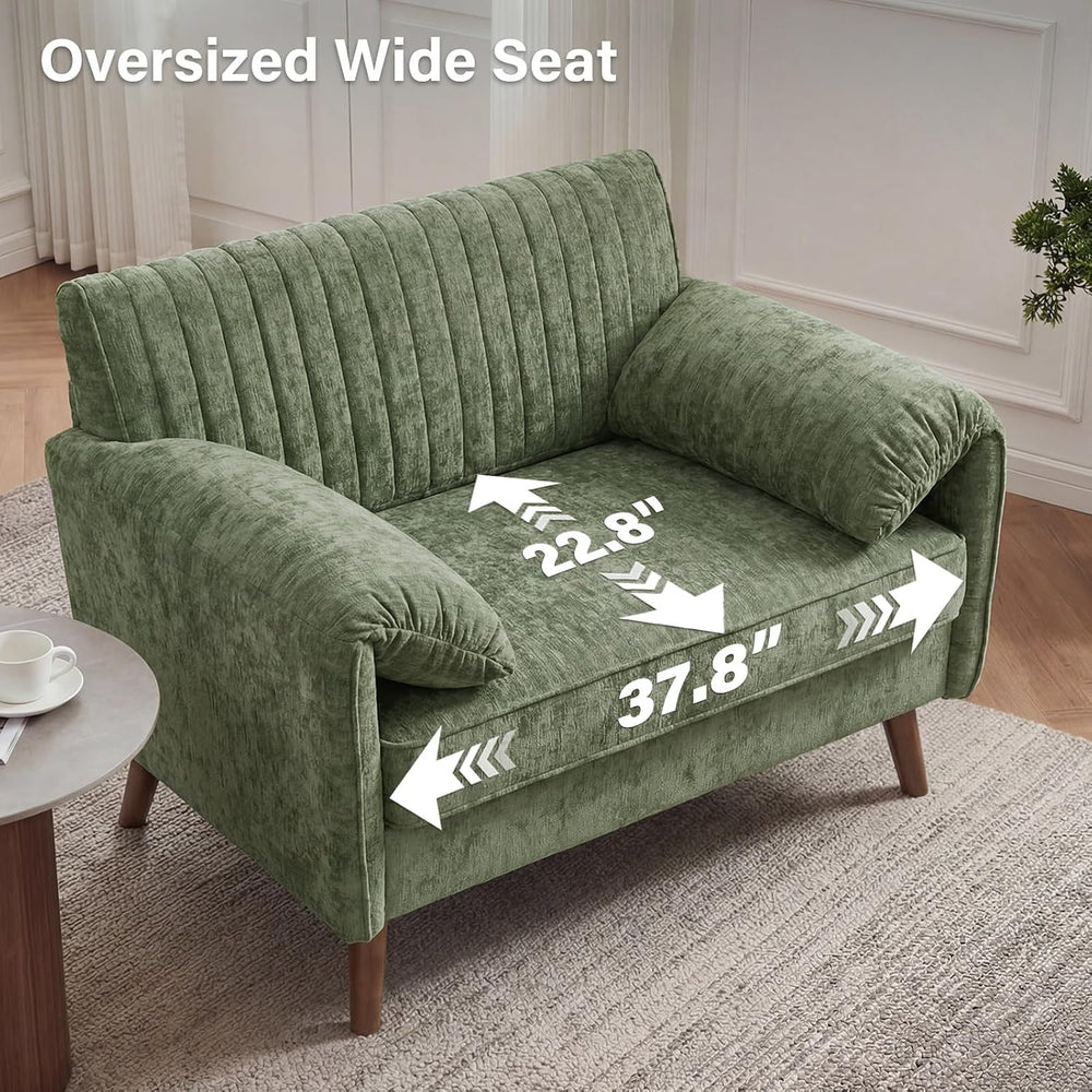 Modern Oversized Accent Reading Chair for Living Room, 43", Chenille, Green