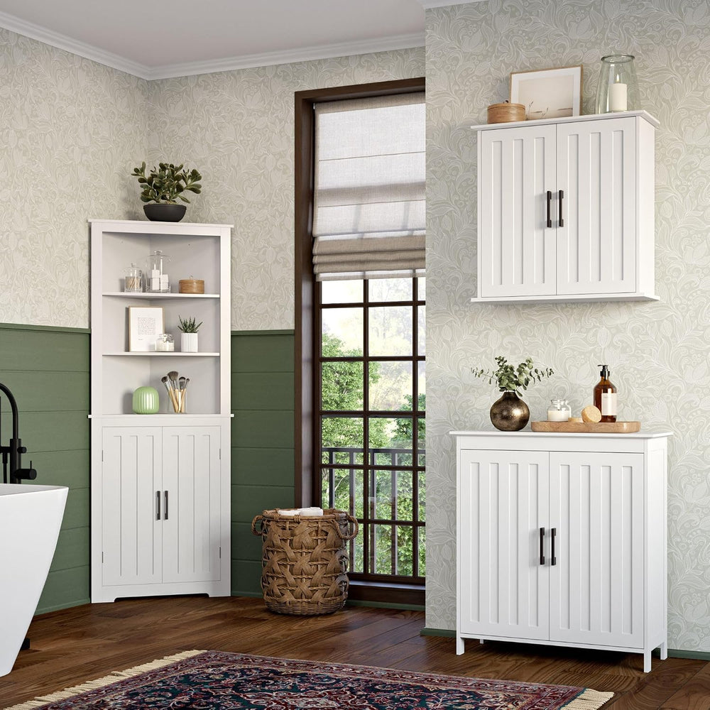 RiverRidge Monroe Two-Door Bathroom Floor Storage Cabinet - White