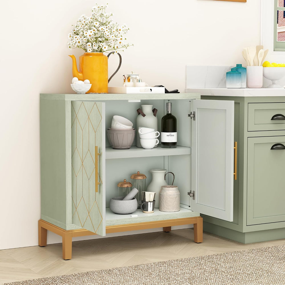 ARTPOWER Accent Cabinet with Doors, Modern Storage Cabinet, Green