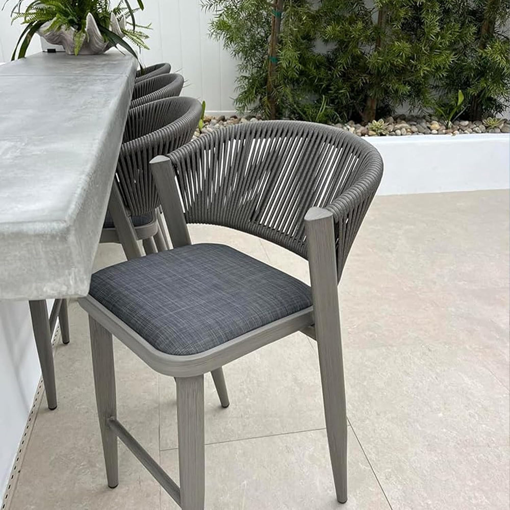 PURPLE LEAF Counter Height Bar Stool Set of 4 Gray Wood Grain Barstool