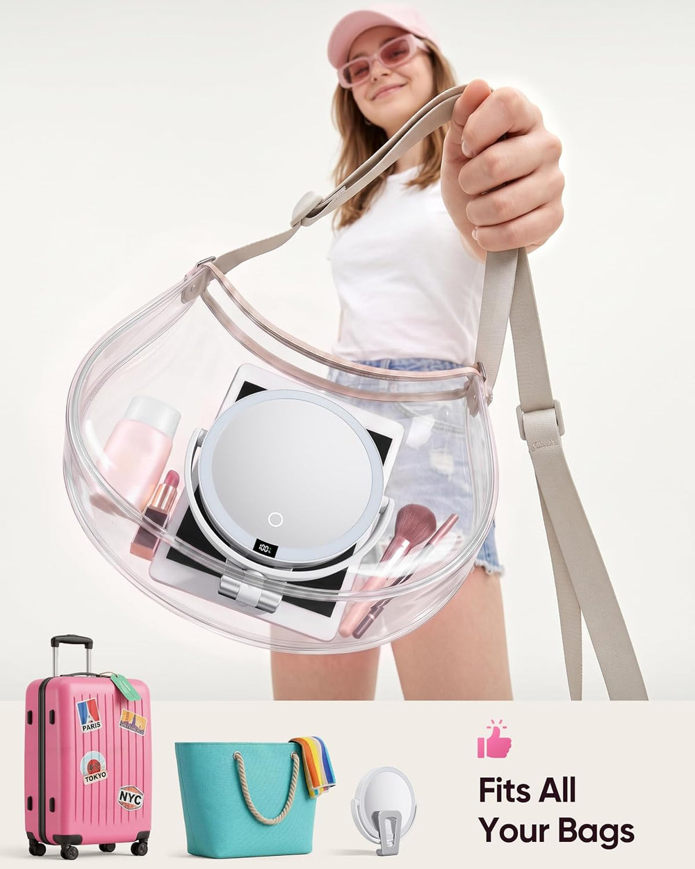 Travel Makeup Mirror with Lights - 1X/30X Magnifying Double Sided Mirror