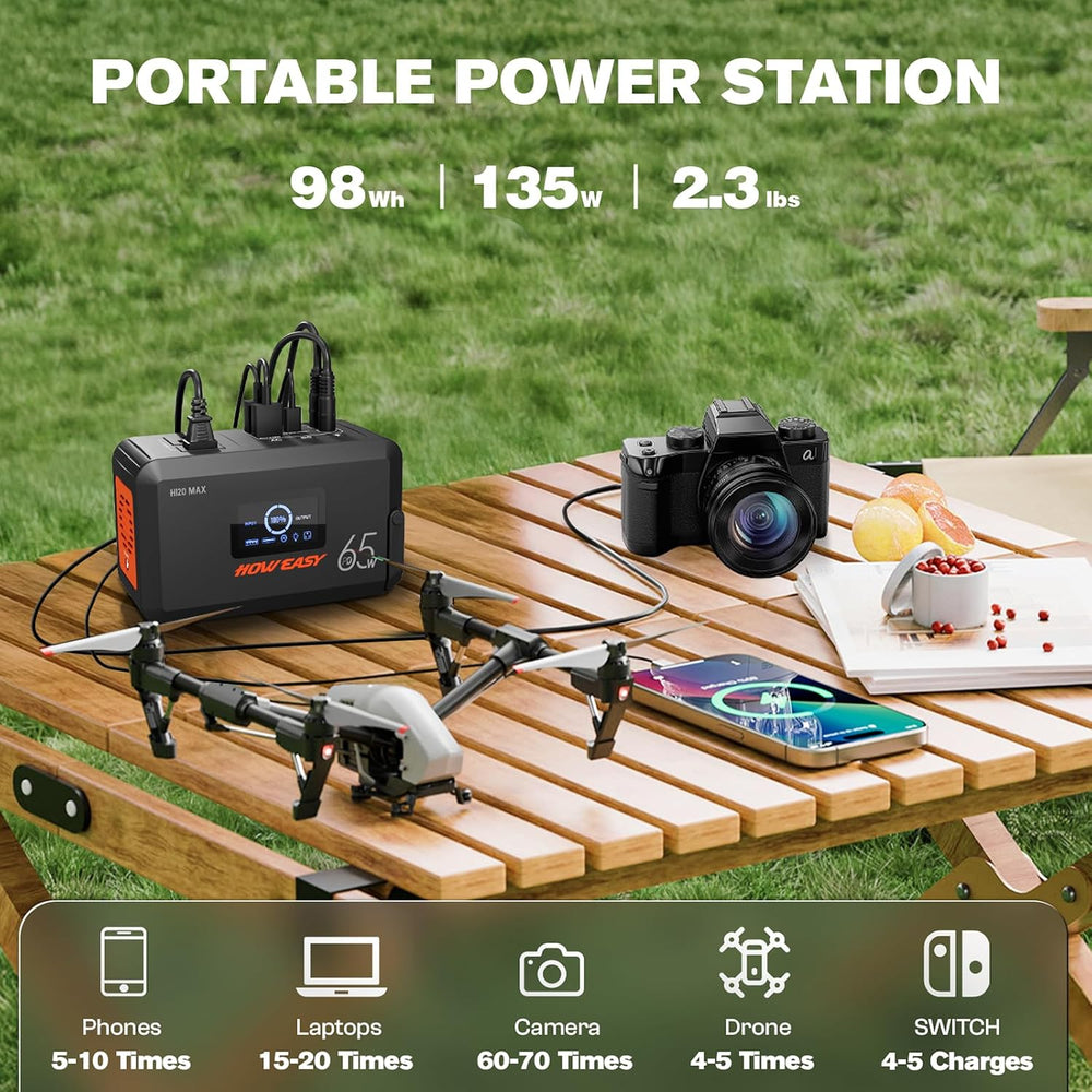 HOWEASY Solar Generator 135W, Portable Power Station with 30W Solar Panel