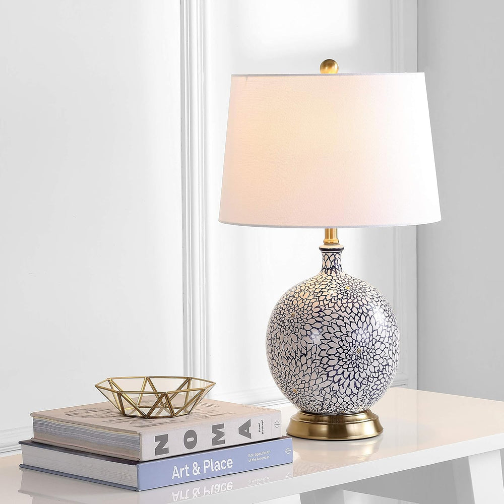 SAFAVIEH Lighting Orianna Table Lamp, 25″ Ceramic Blue/White TBL4104A