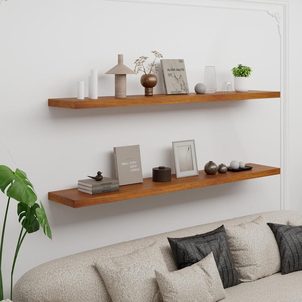 IAE Floating Wall Shelves 55 inch,Bathroom Shelving Wall Mounted,Teak