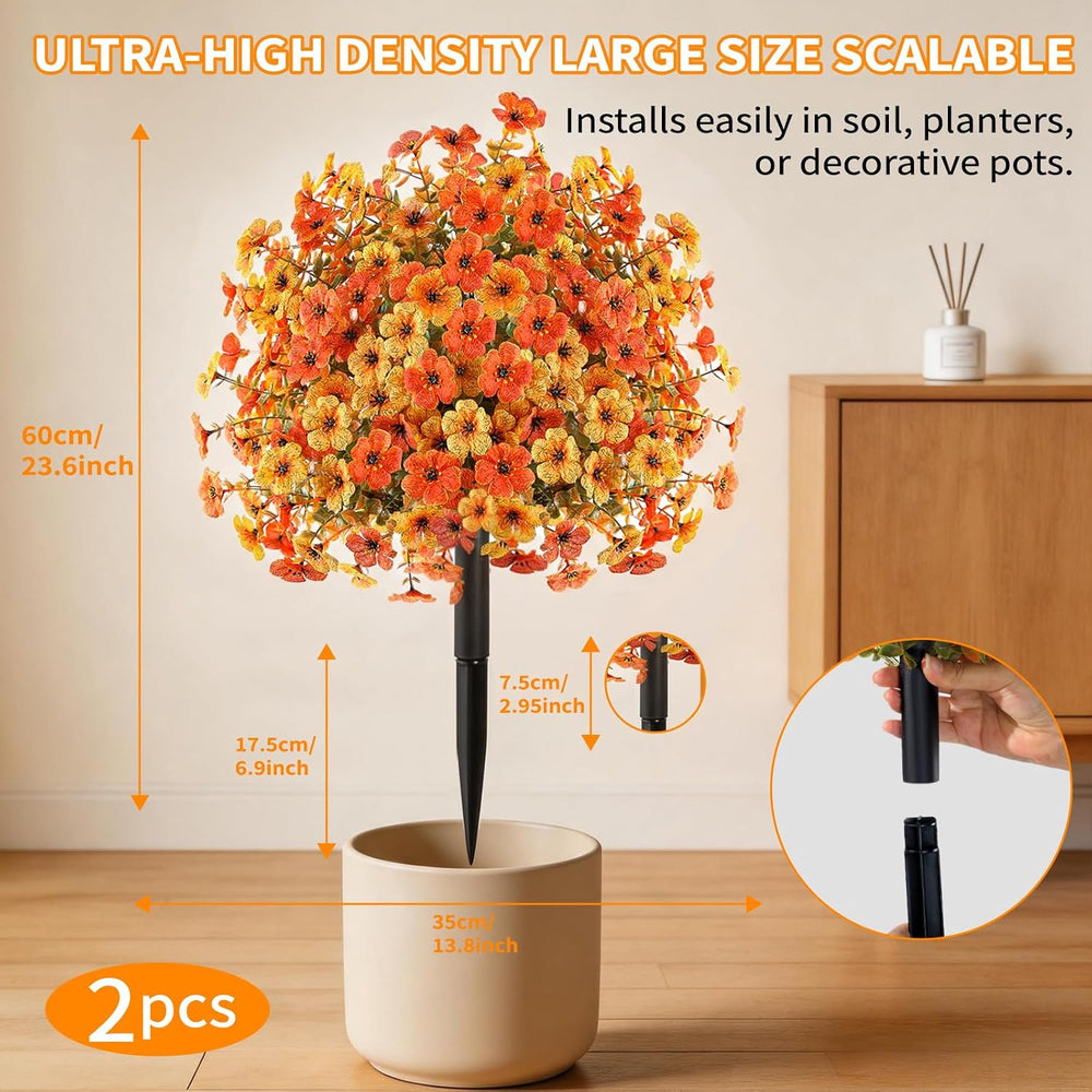 Agusbagli 2 PCS Fall Artificial Flower Ball Topiary 24" with Ground Spikes