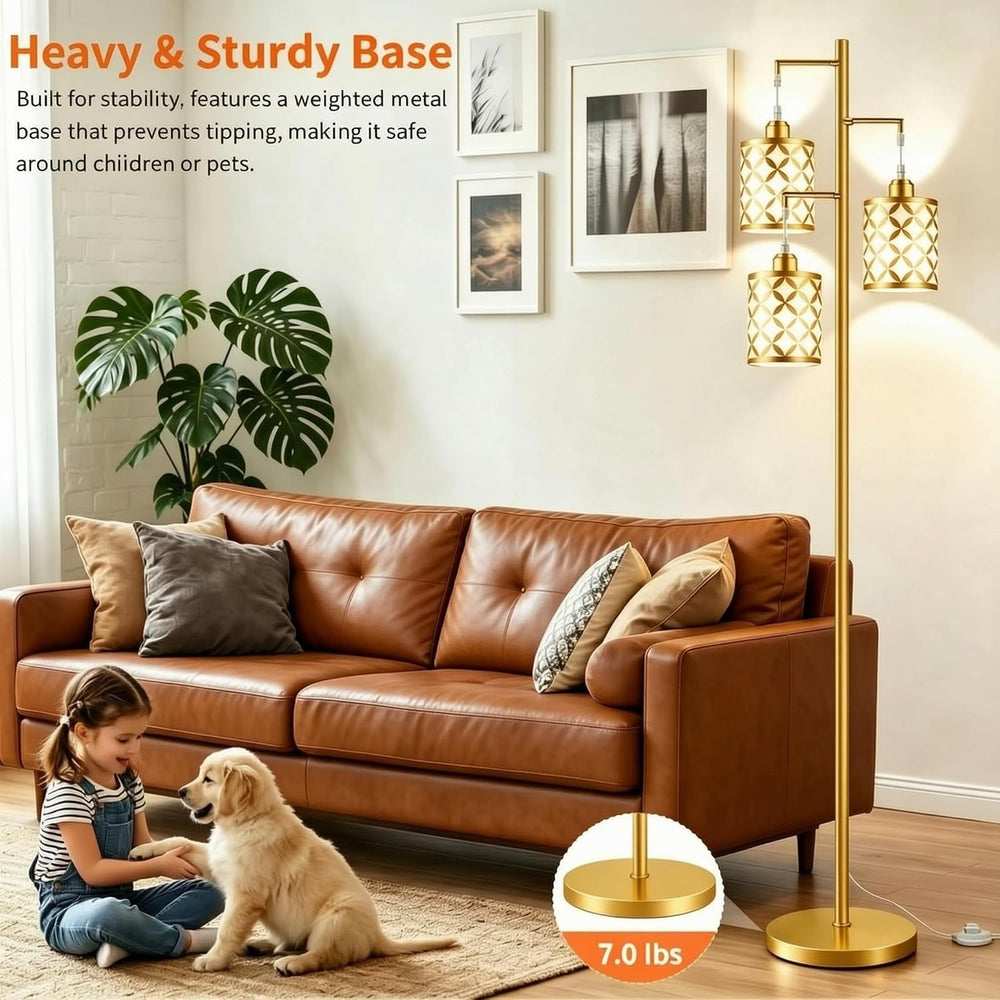 72" Dimmable Floor Lamp with Remote & Timer, Modern Industrial Stand...