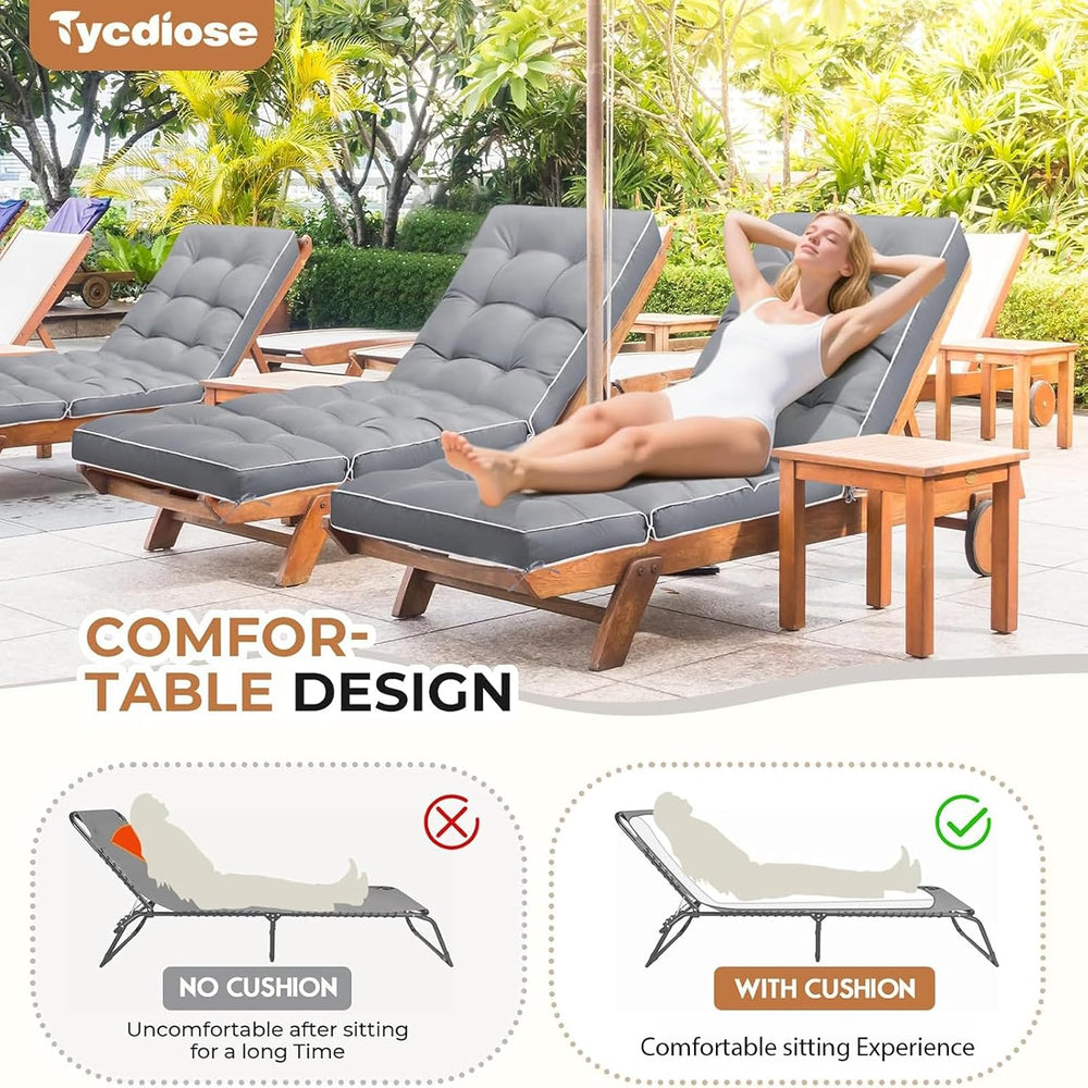 Outdoor Chaise Lounge Chair Cushion, Non-Slip Patio Chaise Lounge Cushions Wa...