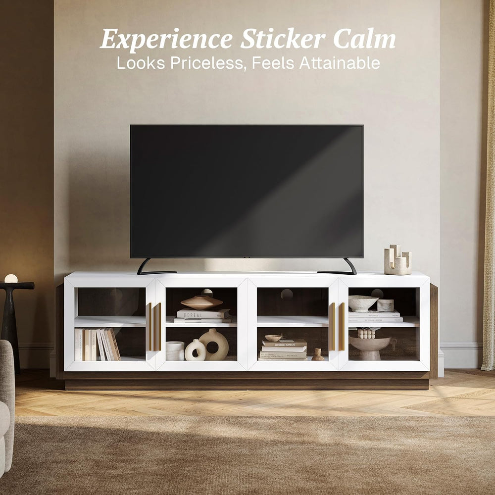 BELLEZE Brixston 70 In TV Stand & Entertainment Center-White