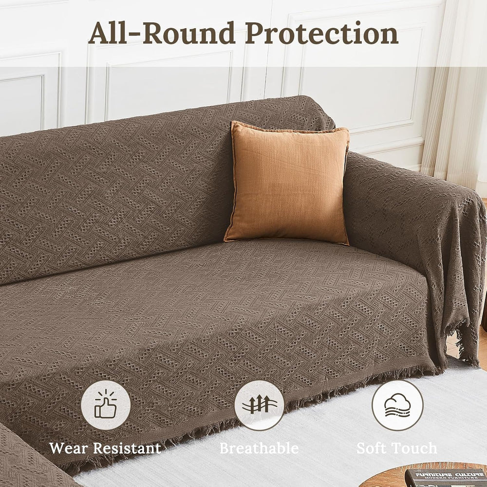 HOMERILLA 2 Piece Sectional Couch Cover for L Shape Sofa Taupe XL