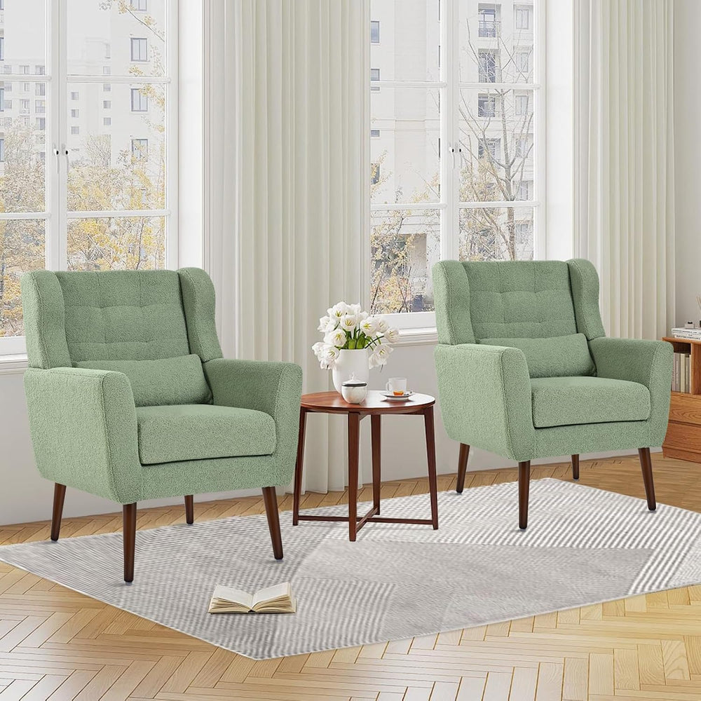 cinkehome Modern Accent Arm Chair Set of 2, Teddy Upholstered Armchair for Li...