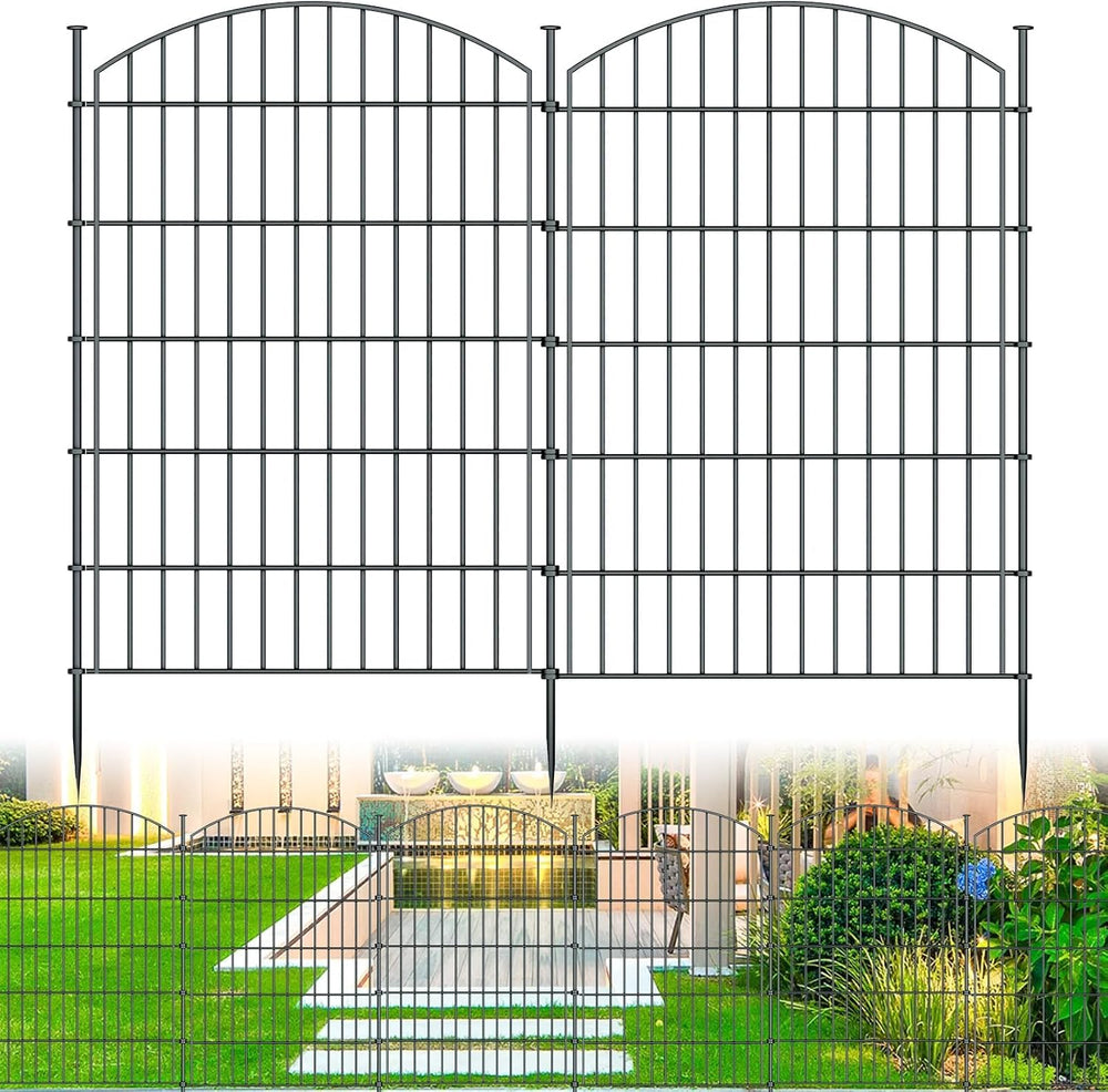 10‑Panel No‑Dig Metal Garden Fence 40"H x 23.6'L Dog Fence Outdoor f...