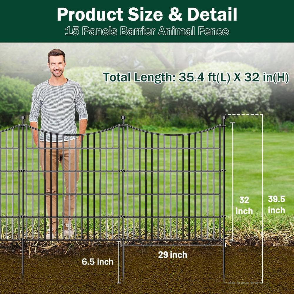 No Dig Dog Fence Outdoor for Yard with Gate, 32 in(H) X 35.4 ft(L)