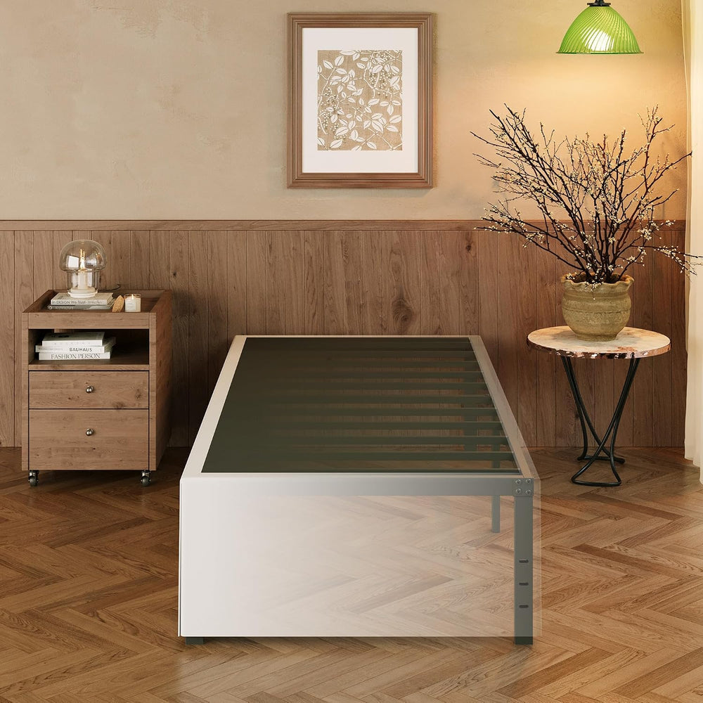 EMODA 18 Inch Twin XL Bed Frames with White Cover