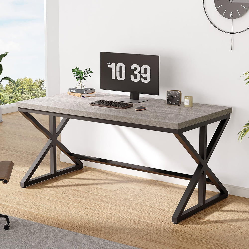 IBF Computer Desk, Industrial PC Laptop Office Desk Ligh Grey 47 Inch