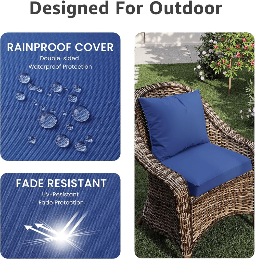 PatioGlow Outdoor Seat Cushion Set 24 x 24 x 4 Inch, Waterproof & Fade Re...
