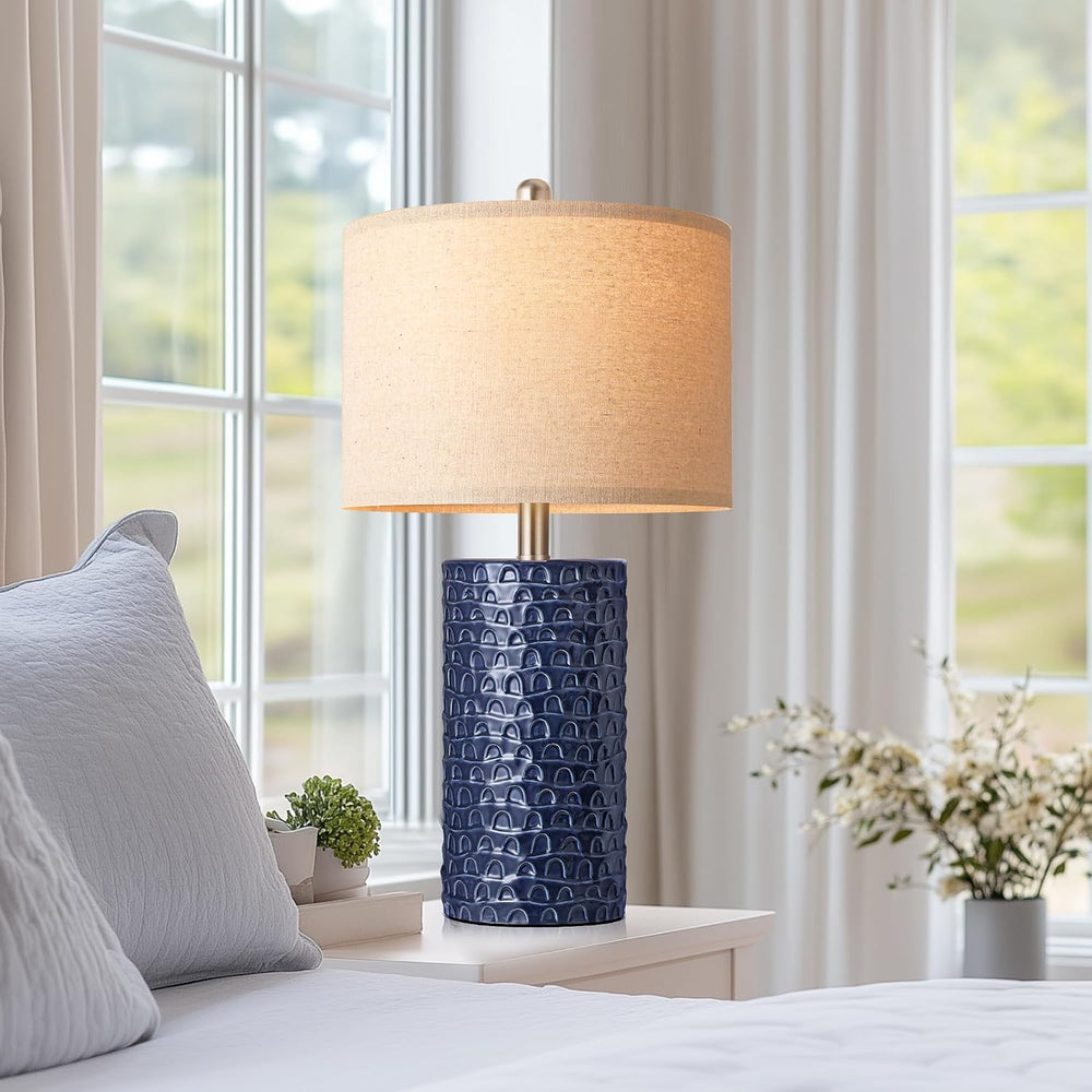 PARTPHONER 23" Modern Ceramic Table Lamp Set of 2, Table Lamps for Livin...
