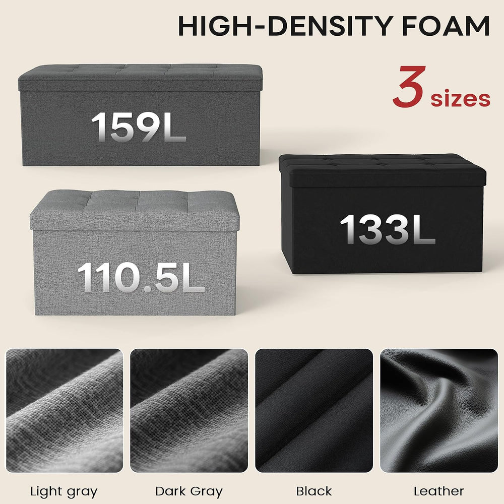Folding Ottoman with Storage,Drak Gray