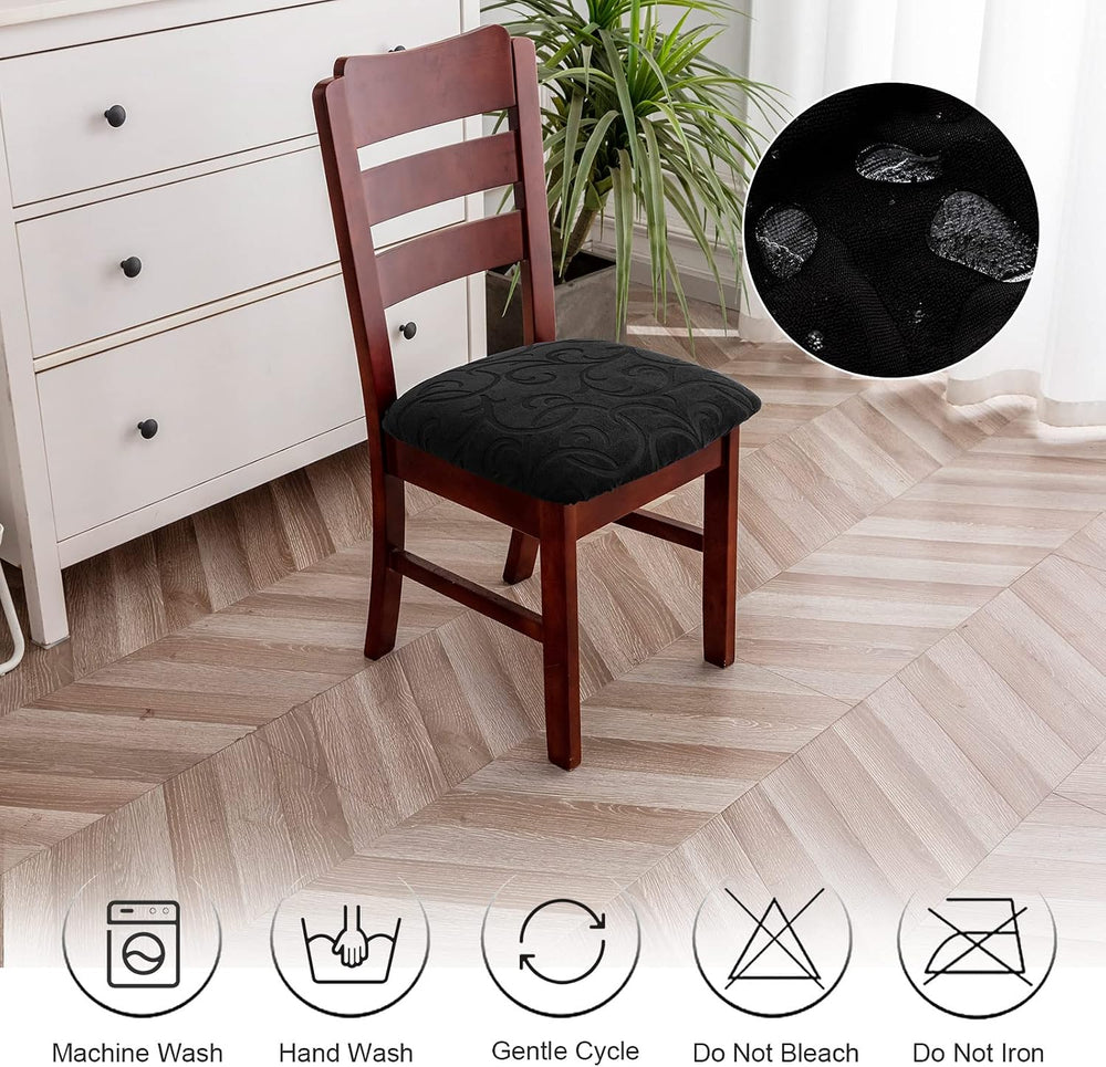 Genina Waterproof Dining Chair Covers Stretch Seat Covers, 4Pack