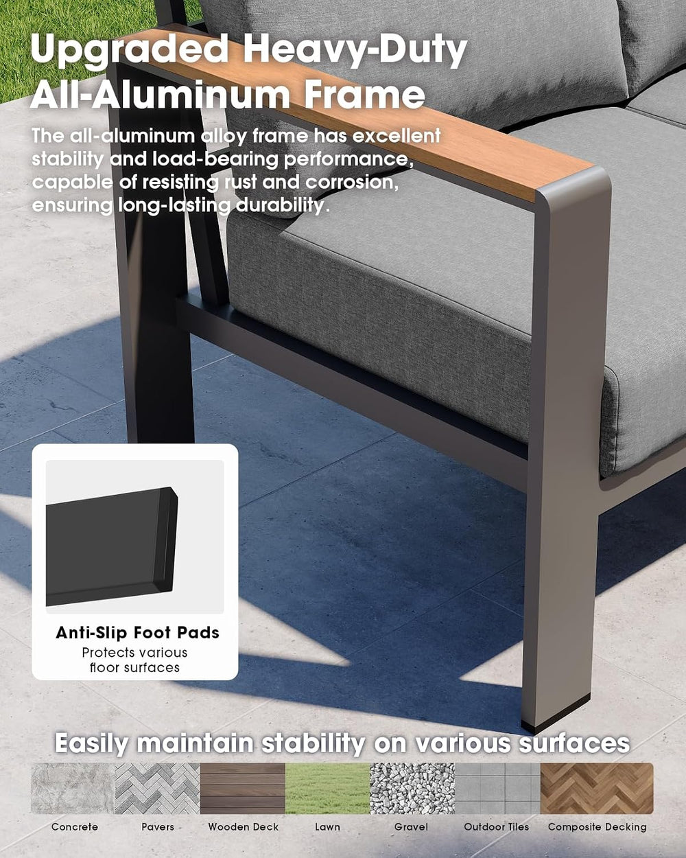 Aluminum Outdoor Patio Furniture Set 8 Seats, Outdoor Sectional Corner Sofa, ...