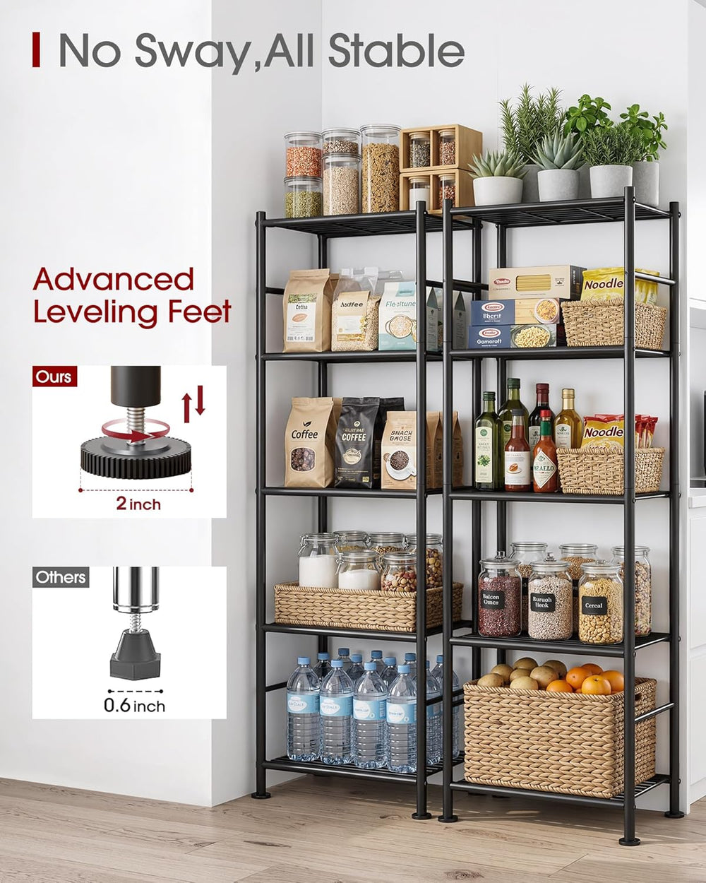 Sakugi 2-Pack 5-Tier Metal Storage Shelves, 18.4"x12.6"x57.4",...
